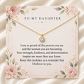 To My Daughter Proud of You Halo Necklace Gift Set with Floral Message Card and Gift Box
