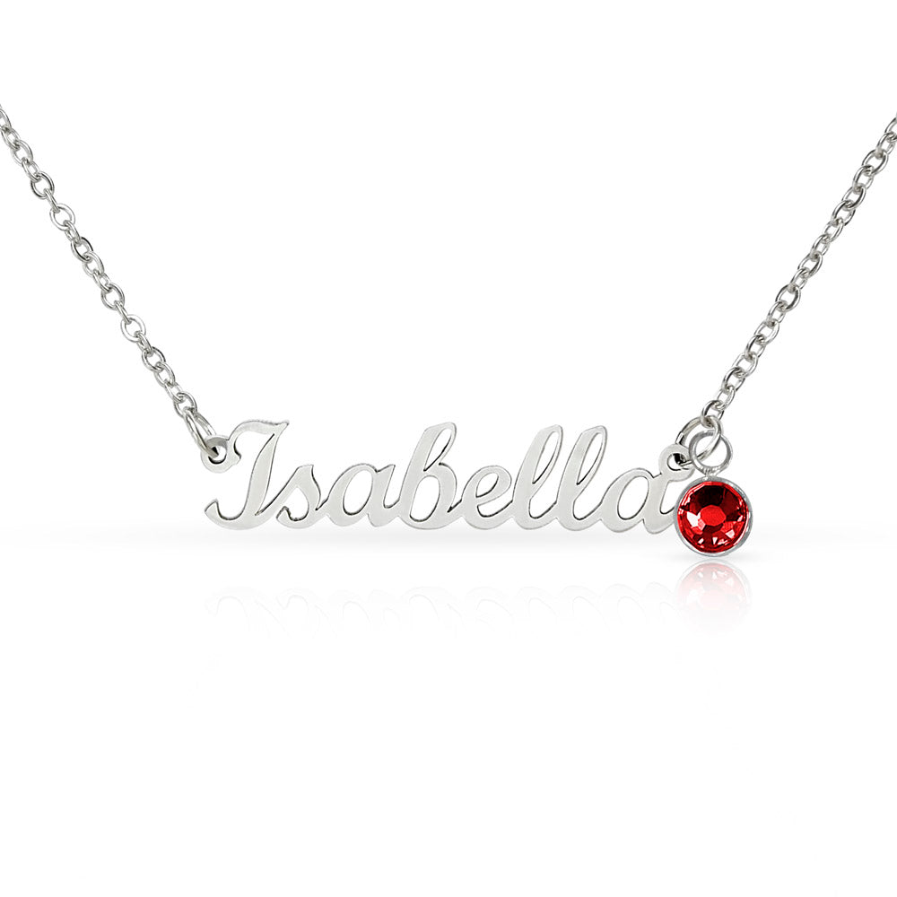 To My Daughter Necklace – Personalized Name Necklace with Birthstone, Custom Birthday Gift for Daughter from Mom & Dad with Gift Box