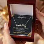 To My Daughter Necklace – Personalized Name Necklace with Birthstone, Custom Birthday Gift for Daughter from Mom & Dad with Gift Box