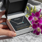 To My Daughter Necklace – Personalized Name Necklace with Birthstone, Custom Birthday Gift for Daughter from Mom & Dad with Gift Box