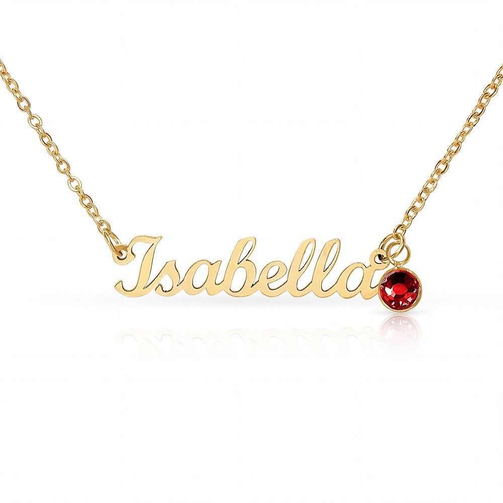 To My Daughter Necklace – Personalized Name Necklace with Birthstone, Custom Birthday Gift for Daughter from Mom & Dad with Gift Box