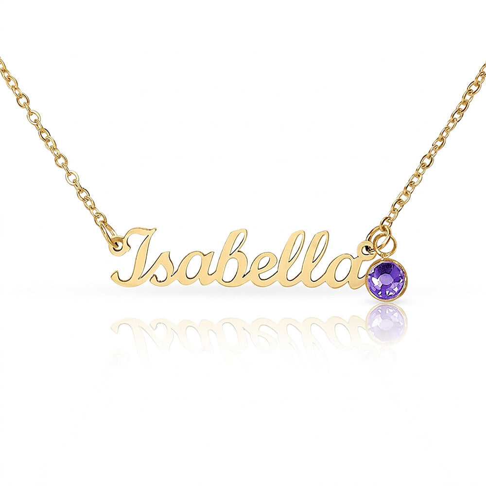 To My Daughter Necklace – Personalized Name Necklace with Birthstone, Custom Birthday Gift for Daughter from Mom & Dad with Gift Box