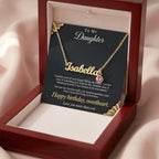 To My Daughter Necklace – Personalized Name Necklace with Birthstone, Custom Birthday Gift for Daughter from Mom & Dad with Gift Box