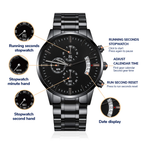 Engraved Black Watch for Men, Five Heartfelt Message Designs
