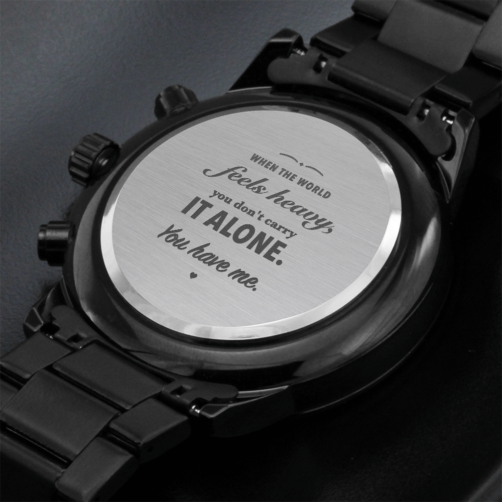 Engraved Black Watch for Men, Five Heartfelt Message Designs