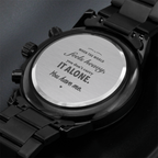 Engraved Black Watch for Men, Five Heartfelt Message Designs