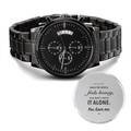 Engraved Black Watch for Men, Five Heartfelt Message Designs