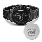 Engraved Black Watch for Men, Five Heartfelt Message Designs