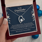 To My Grandmother Necklace – Forever Love Heart Pendant with Merry Christmas Message Card & Gift Box