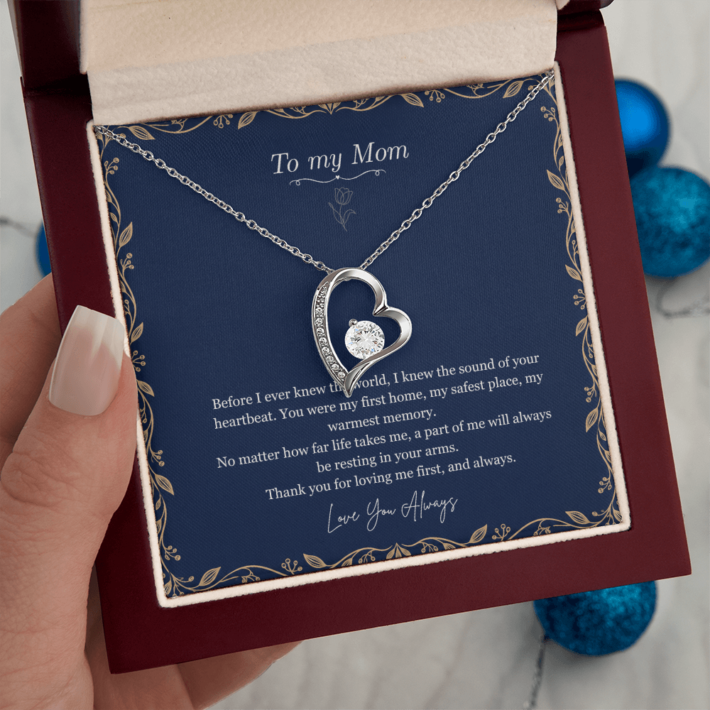 To My Mom Necklace – Forever Love Heart Pendant with Heartfelt Message Card & Gift Box