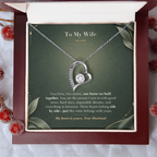 To My Wife Necklace from Husband – Forever Love Heart Pendant with One Home Message Card & Gift Box