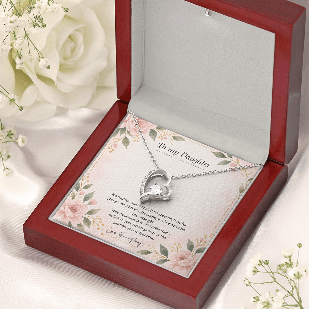 To My Daughter Necklace — “Always My Little Girl” Forever Love Heart Gift