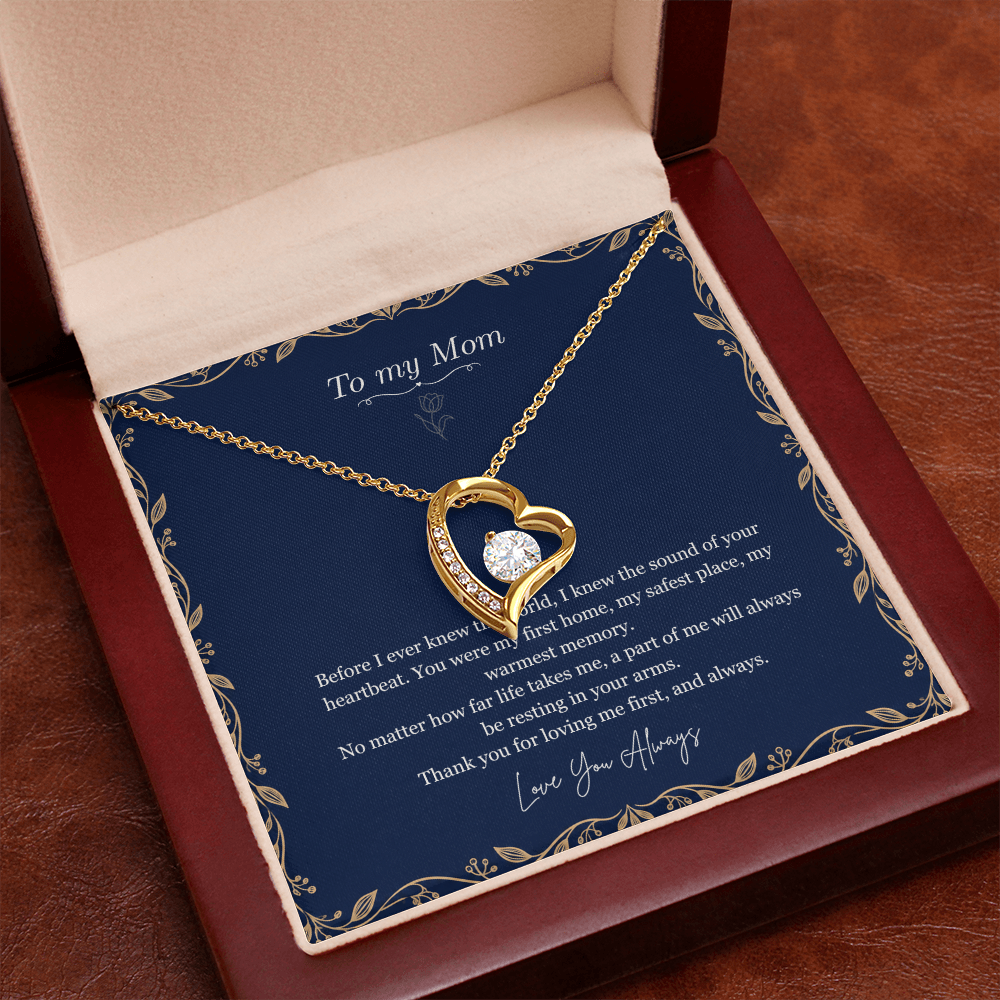 To My Mom Necklace – Forever Love Heart Pendant with Heartfelt Message Card & Gift Box