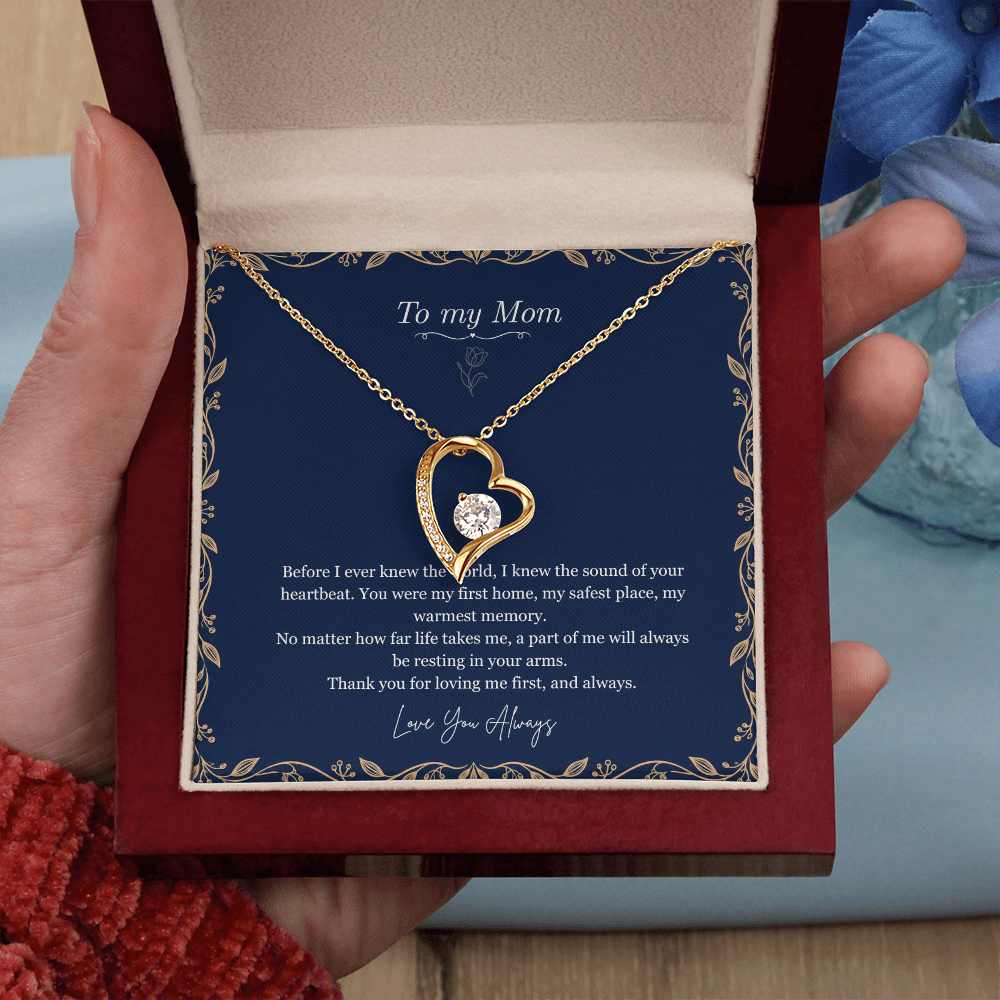 To My Mom Necklace – Forever Love Heart Pendant with Heartfelt Message Card & Gift Box