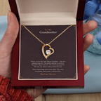 To My Grandmother Necklace – Forever Love Heart Pendant with Thank You Message Card & Gift Box