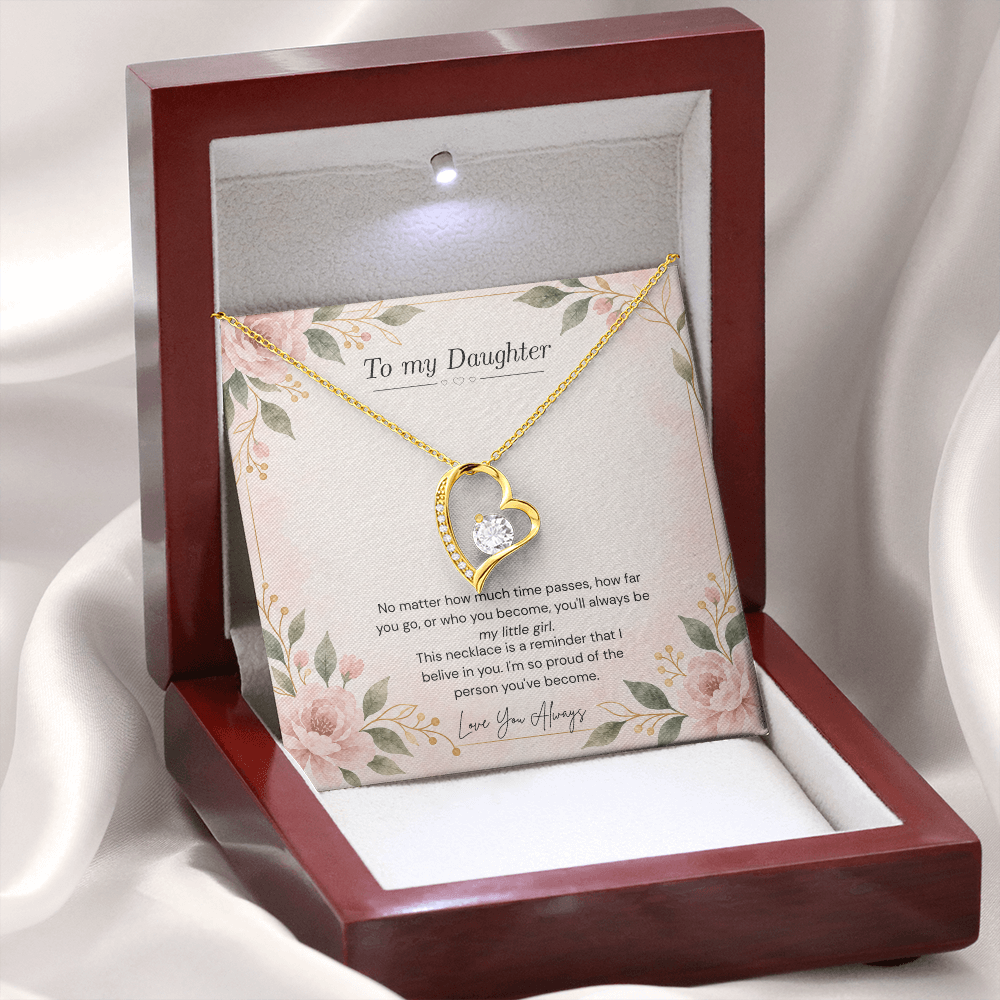 To My Daughter Necklace — “Always My Little Girl” Forever Love Heart Gift
