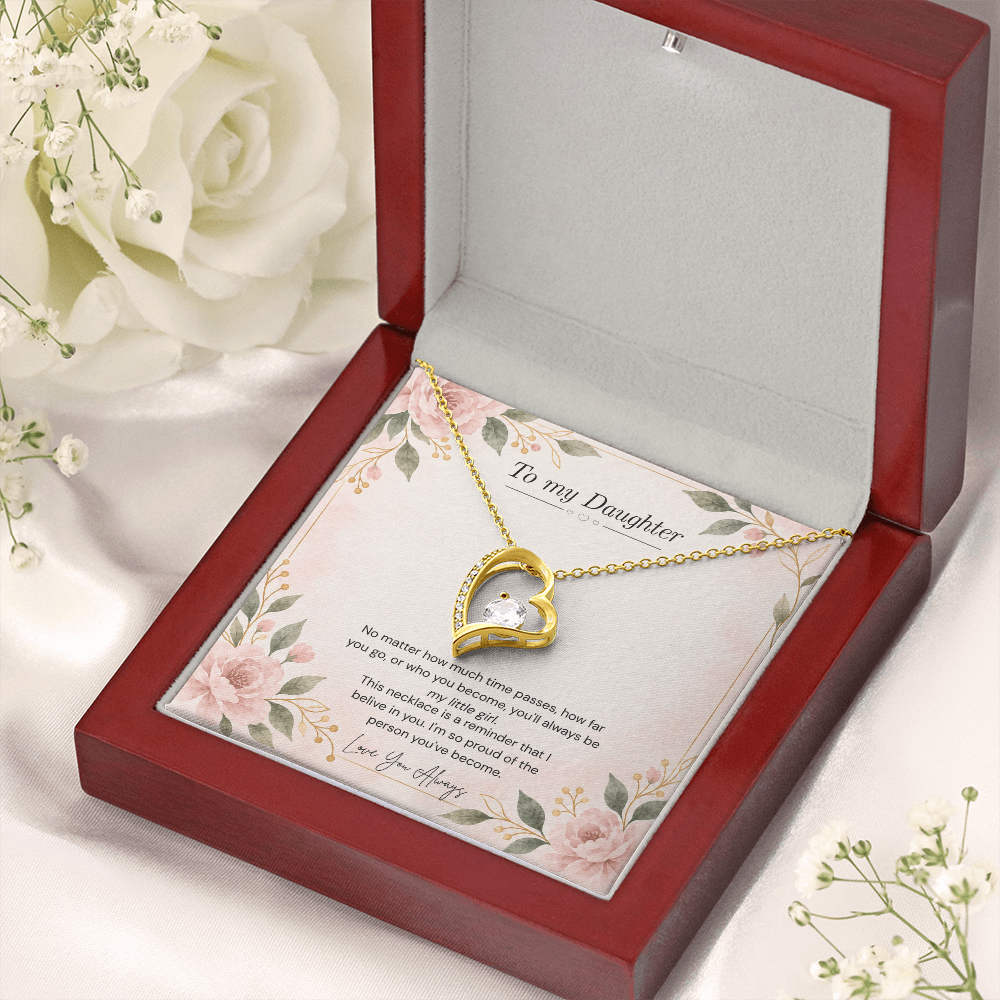 To My Daughter Necklace — “Always My Little Girl” Forever Love Heart Gift