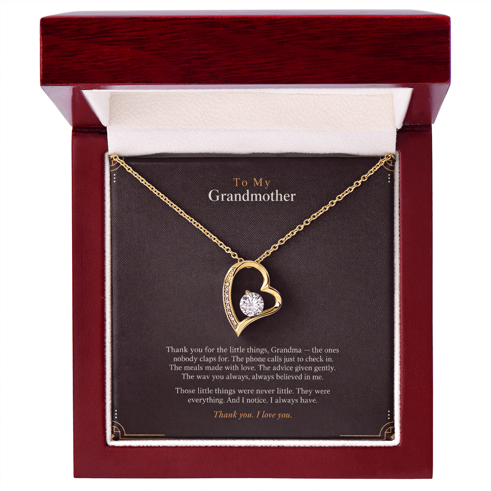 To My Grandmother Necklace – Forever Love Heart Pendant with Thank You Message Card & Gift Box