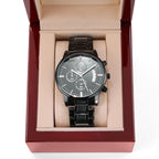 Engraved Black Watch for Men, Five Heartfelt Message Designs