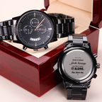 Engraved Black Watch for Men, Five Heartfelt Message Designs