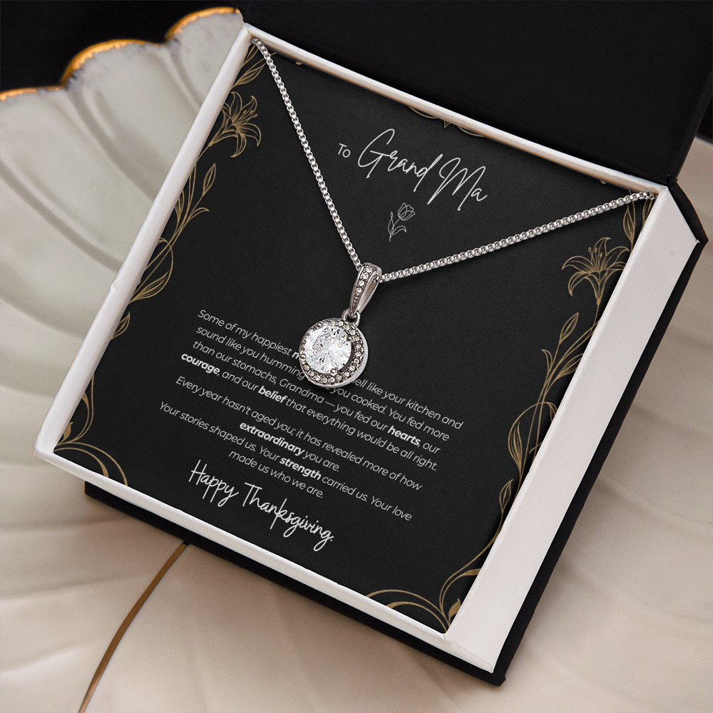 To My Grandma Necklace – Eternal Hope Pendant with Happy Thanksgiving Message Card & Gift Box