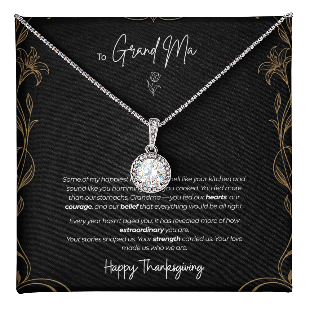 To My Grandma Necklace – Eternal Hope Pendant with Happy Thanksgiving Message Card & Gift Box