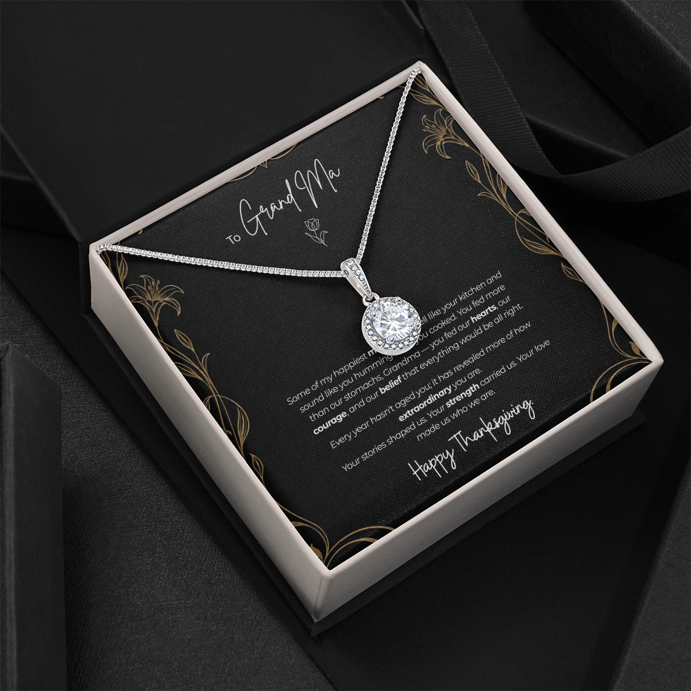 To My Grandma Necklace – Eternal Hope Pendant with Happy Thanksgiving Message Card & Gift Box