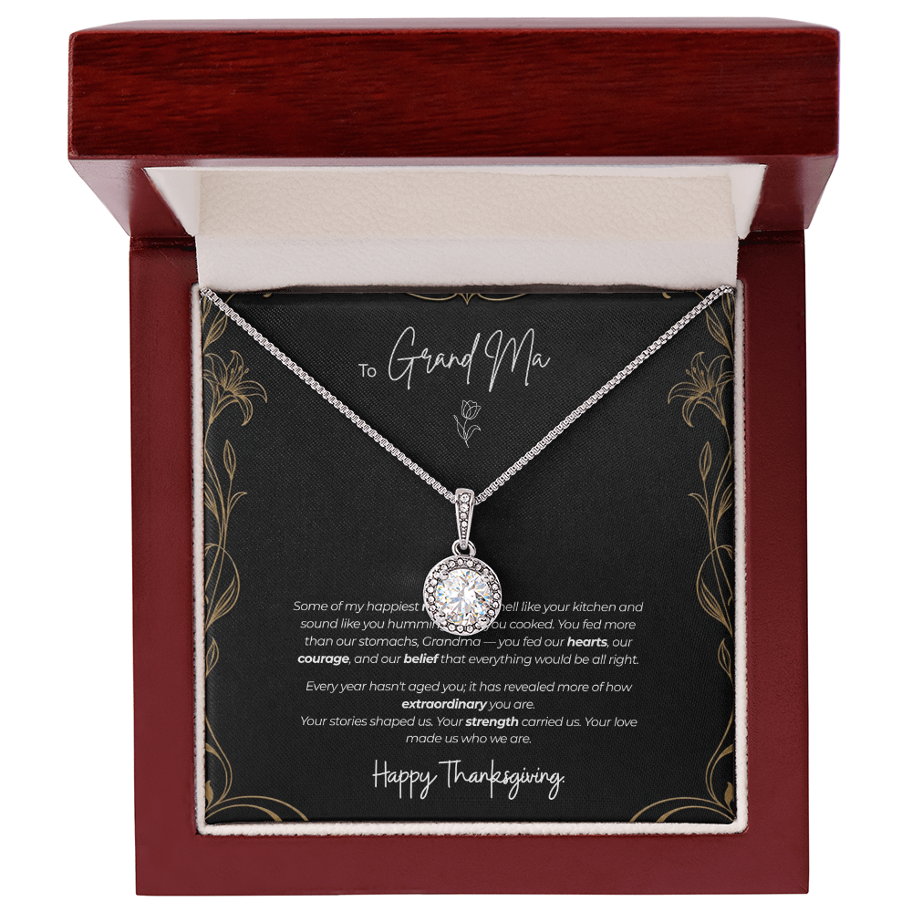 To My Grandma Necklace – Eternal Hope Pendant with Happy Thanksgiving Message Card & Gift Box