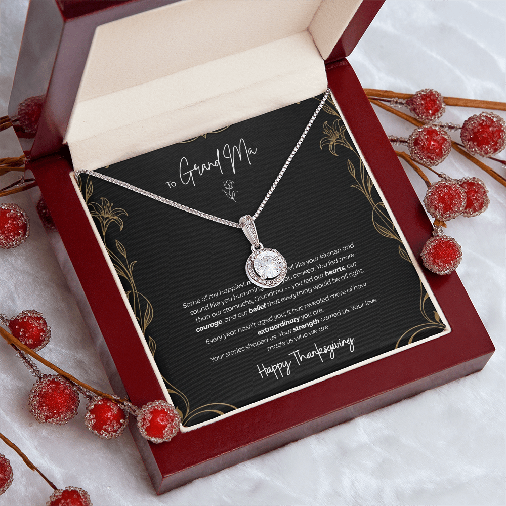 To My Grandma Necklace – Eternal Hope Pendant with Happy Thanksgiving Message Card & Gift Box
