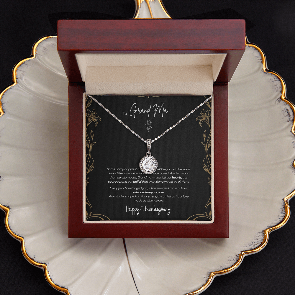 To My Grandma Necklace – Eternal Hope Pendant with Happy Thanksgiving Message Card & Gift Box
