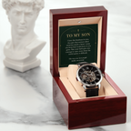 To My Son Openwork Watch – "Makes Me Proud" Message Card & Luxury Gift Box, Christian Faith Gift for Son