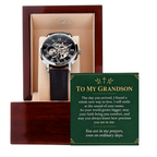 To My Grandson Openwork Watch – "Ordinary Days" Message Card & Luxury Gift Box, Gift for Grandson