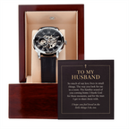 To My Husband Openwork Watch – "Love in Small Things" Message Card & Luxury Gift Box, Christian Faith Gift for Husband