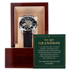 To My Grandson Openwork Watch – "So Beautiful" Message Card & Luxury Gift Box, Gift for Grandson