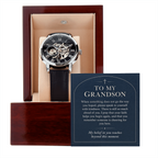 To My Grandson Openwork Watch – "Beyond This Moment" Message Card & Luxury Gift Box, Gift for Grandson