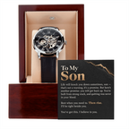 To My Son Openwork Watch – "Then Rise" Message Card & Luxury Gift Box, Inspirational Gift for Son