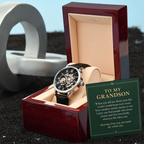 To My Grandson Openwork Watch – "Whole Day" Message Card & Luxury Gift Box, Gift for Grandson