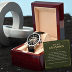 To My Grandson Openwork Watch – "Every Single Day" Message Card & Luxury Gift Box, Gift for Grandson