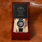To My Husband Openwork Watch – "Quiet Prayer" Message Card & Luxury Gift Box, Christian Faith Gift for Husband