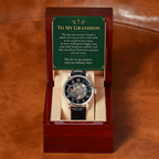 To My Grandson Openwork Watch – "Ordinary Days" Message Card & Luxury Gift Box, Gift for Grandson