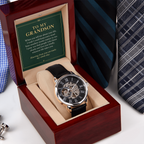 To My Grandson Openwork Watch – "Whole Day" Message Card & Luxury Gift Box, Gift for Grandson