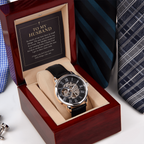 To My Husband Openwork Watch – "Love in Small Things" Message Card & Luxury Gift Box, Christian Faith Gift for Husband