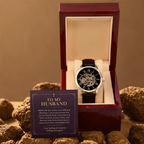 To My Husband Openwork Watch – "Peace Today" Message Card & Luxury Gift Box, Christian Faith Gift for Husband