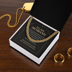 To My Husband Cuban Link Chain – "Quiet Prayer" Message Card & Gift Box, Christian Faith Gift for Husband