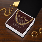 To My Husband Cuban Link Chain – "Keep Learning to Love You" Message Card & Gift Box, Christian Faith Gift for Husband