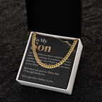 To My Son Cuban Link Chain – "Then Rise" Message Card & Gift Box, Inspirational Gift for Son