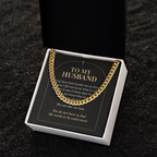 To My Husband Cuban Link Chain – "Quiet Prayer" Message Card & Gift Box, Christian Faith Gift for Husband