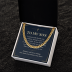 To My Son Cuban Link Chain – "Belong in My Heart" Message Card & Gift Box, Christian Faith Gift for Son