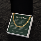 To My Son Cuban Link Chain – "Beyond Distance" Message Card & Gift Box, Inspirational Gift for Son