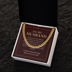 To My Husband Cuban Link Chain – "Keep Learning to Love You" Message Card & Gift Box, Christian Faith Gift for Husband
